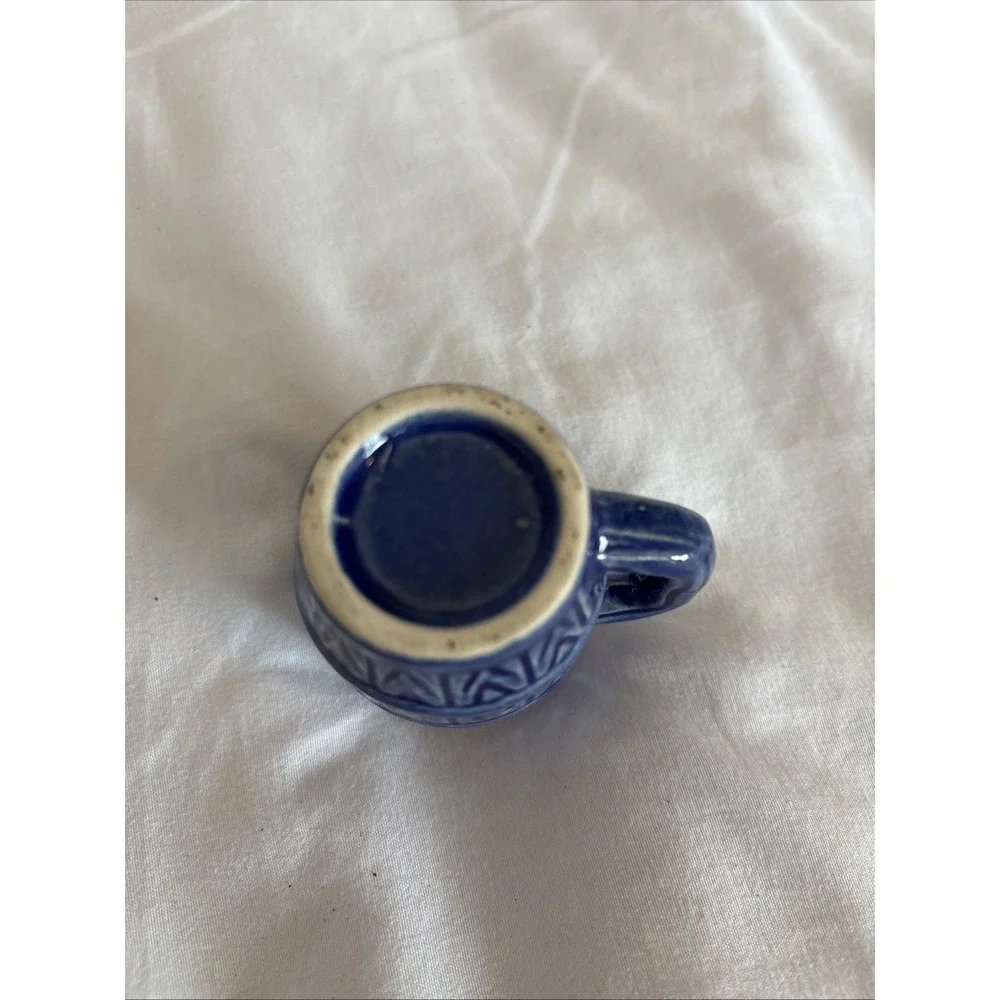 mini blue ceramic barrel toothpick holder